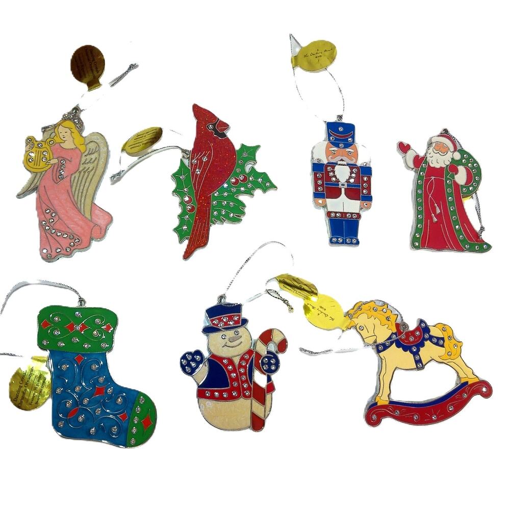 Danbury Mint Dazzling Crystals Christmas Ornament Faceted Swarovski Set of 7